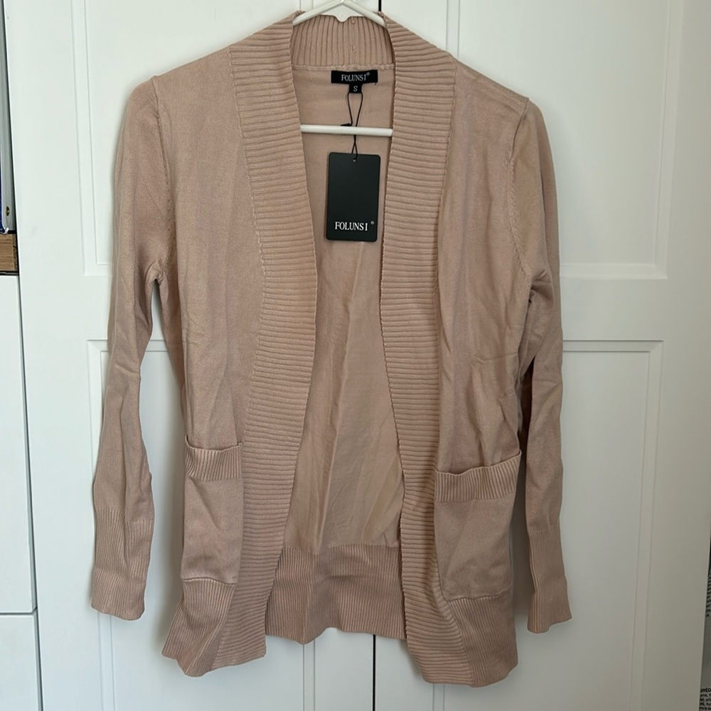 NWT Light Pink/Tan Cardigan